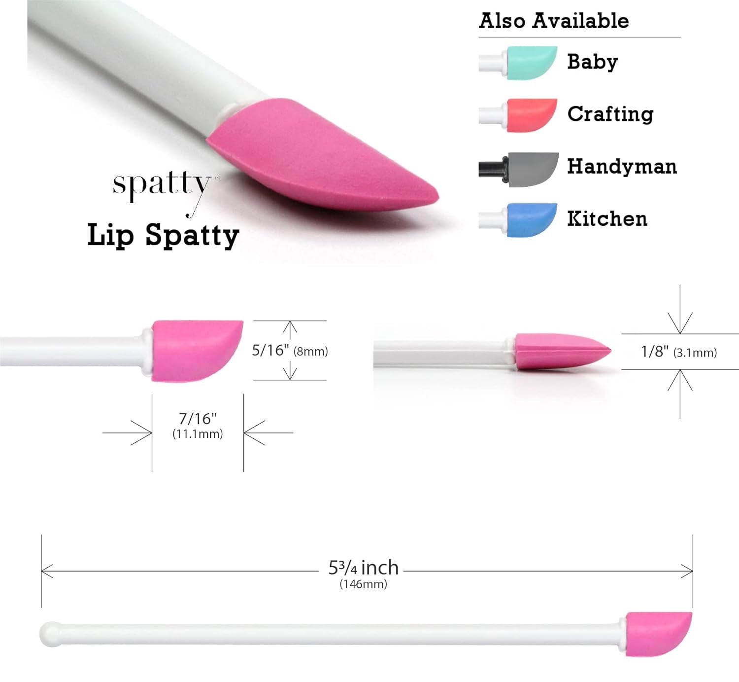 Lip Gloss Tiny Beauty Spatula (6 Inch Pink) Shark Tank Mom Made Scrape Last Drop of Lipstick, Mini Spatula Makeup, Long Makeup Spatula, Scoop for Makeup, Makeup Stocking Stuffer, Makeup Spatula