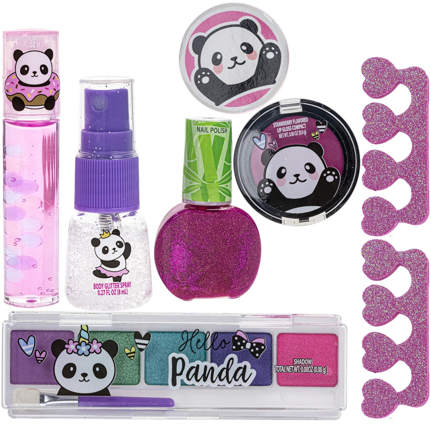 Townley Girl Panda Makeup Set, 7 Pieces, Gray, for Child Ages 3+