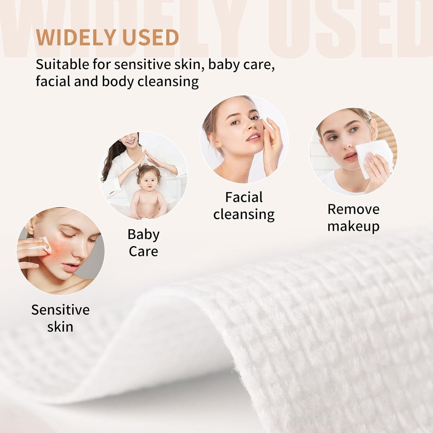 XL Disposable Face Towel| 100 Count Extra Thick & Super Soft Plant Fiber Clean Facial Towels for All Skin (Sensitive Skin Included)| Makeup Remover Dry Wipes