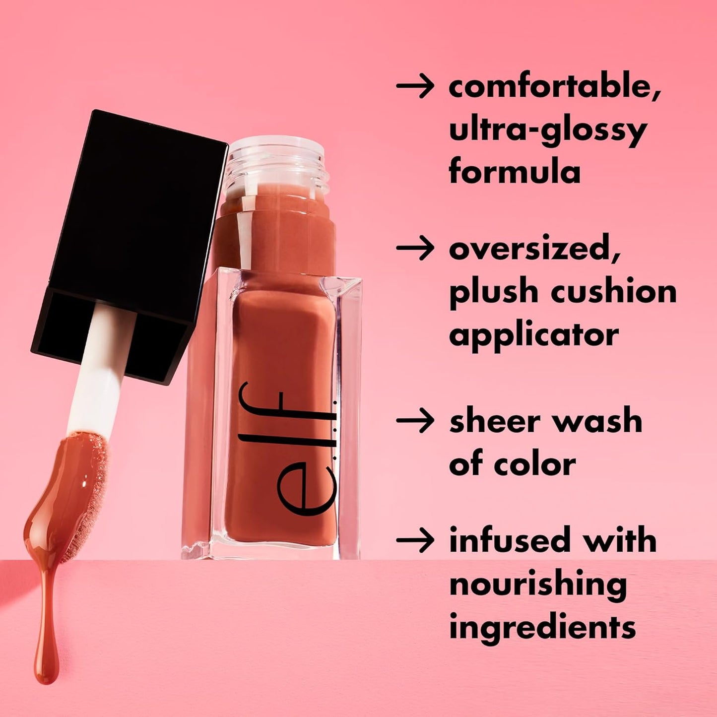 Glow Reviver Lip Oil, Nourishing Tinted Lip Oil for a High-Shine Finish, Infused with Jojoba Oil, Vegan & Cruelty-Free, Pink Quartz