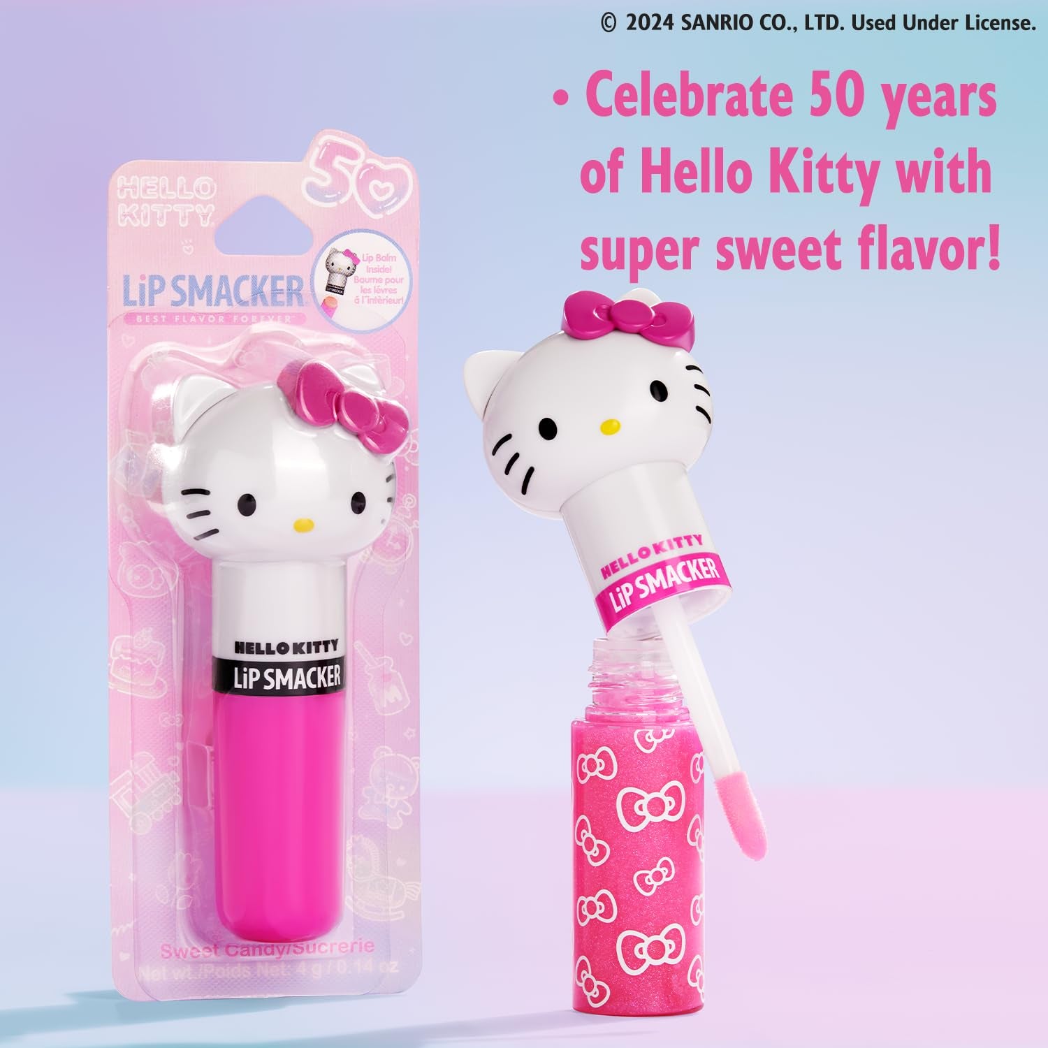 Hello Kitty 50Th Anniversary Lippy Pal Lip Gloss, Moisturizing, Sweet Silky Smooth Gliding Application - Kiwi