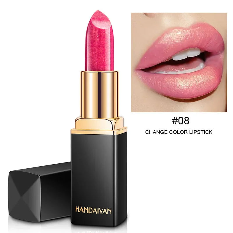 Handaiyan Waterproof Nude Glitter Lipstick Makeup Long Lasting Velve Red Sexy Shimmer Lip Stick Shiny Lipstick Makeup Cosmetics