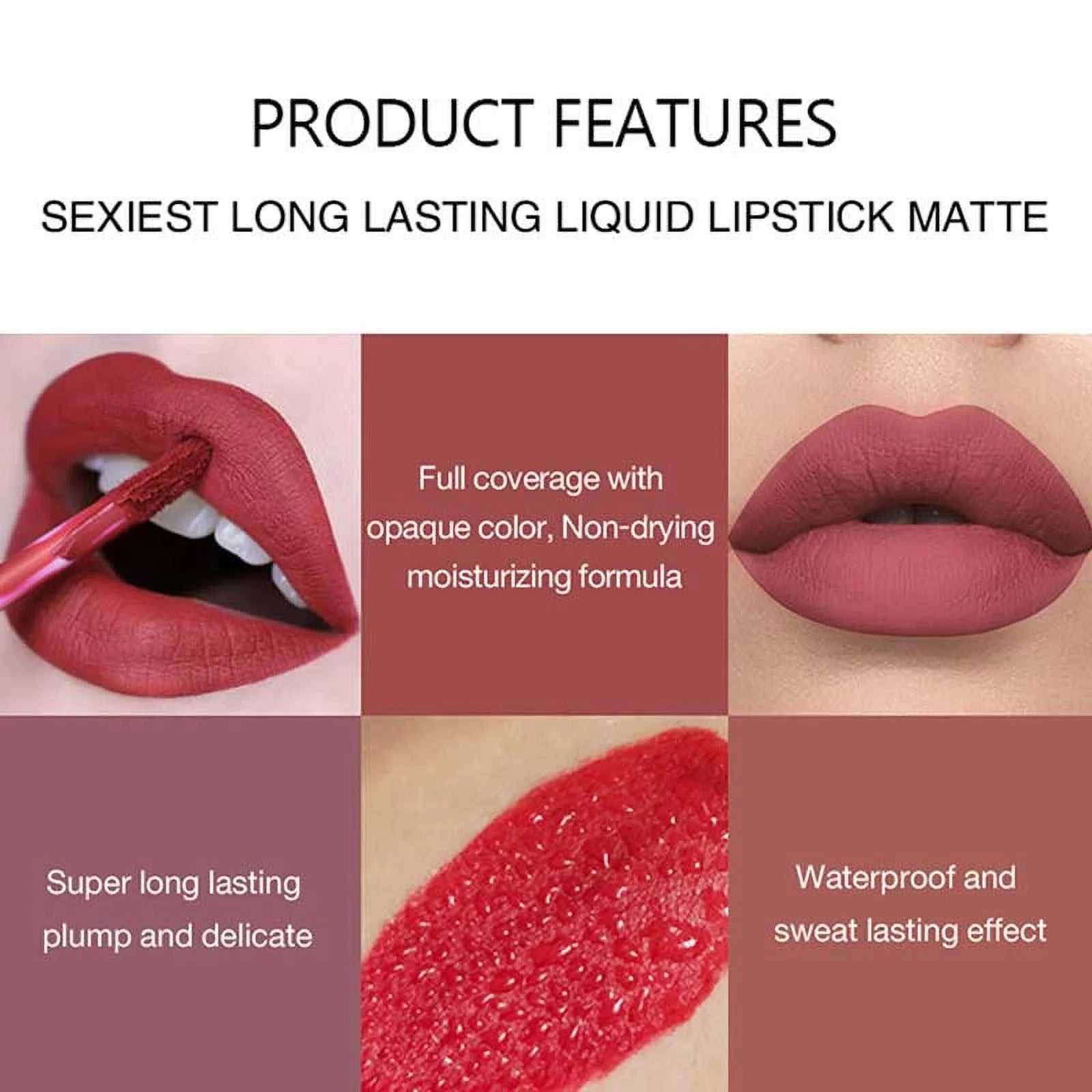 6 in 1 Matte Liquid Lipstick Makeup Set,Sexy Lipstick Matte Long Lasting Not Fade Waterproof, Your Beauty Beauty Creations Cosmetics