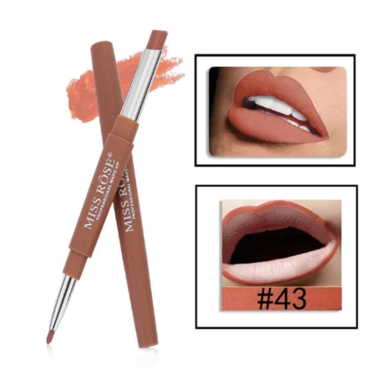 8 Color Double-End Lip Makeup Lipstick Pencil Waterproof Long Lasting Tint Sexy Red Lip Stick Beauty Matte Liner Pen Lipstick