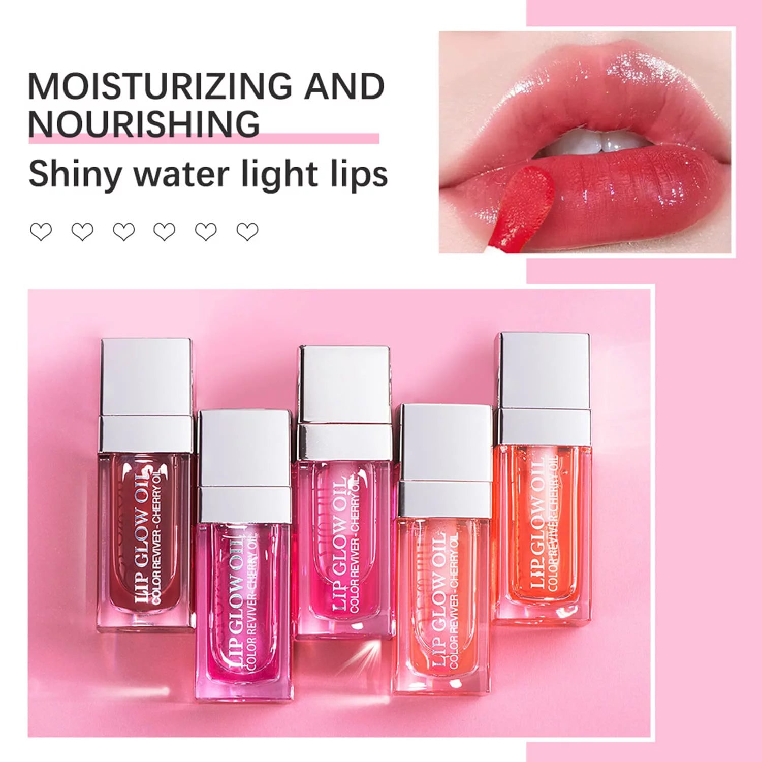 Plumping Glossy Lipgloss 5 Colors Lightly Tinted Lip Oil Not Greasy Moisturizing Lip Balm Long-Lasting Hydrating Lip Glow Oil for Nourishing Repairing and Softening Lip with Big Brush Head (Colors 0