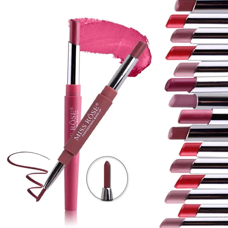 8 Color Double-End Lip Makeup Lipstick Pencil Waterproof Long Lasting Tint Sexy Red Lip Stick Beauty Matte Liner Pen Lipstick