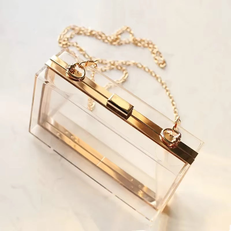 New Acrylic Transparent Women Clutch Bag Chain Luxury Brand Women Messenger Bag Evening Bags Handbag Chain Shoulder Bag