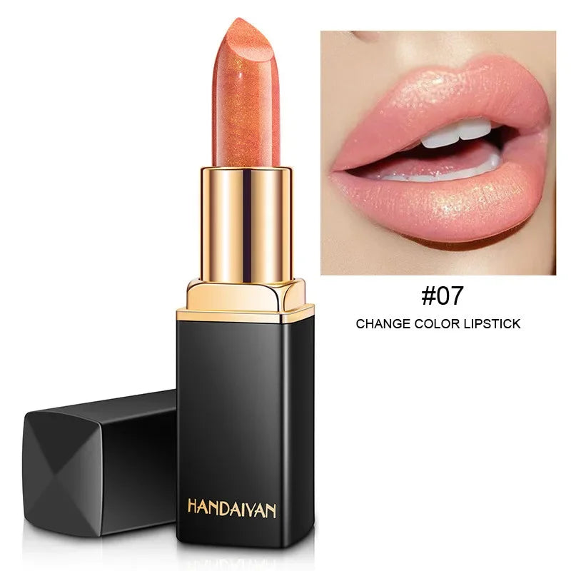 Handaiyan Waterproof Nude Glitter Lipstick Makeup Long Lasting Velve Red Sexy Shimmer Lip Stick Shiny Lipstick Makeup Cosmetics