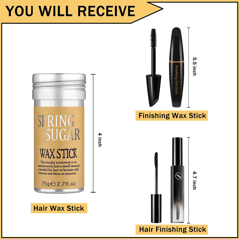 Hair Wax Stick, Finishing Stick & Gel Stick Set - Strong Hold for Fly Away, Styling Products for Women