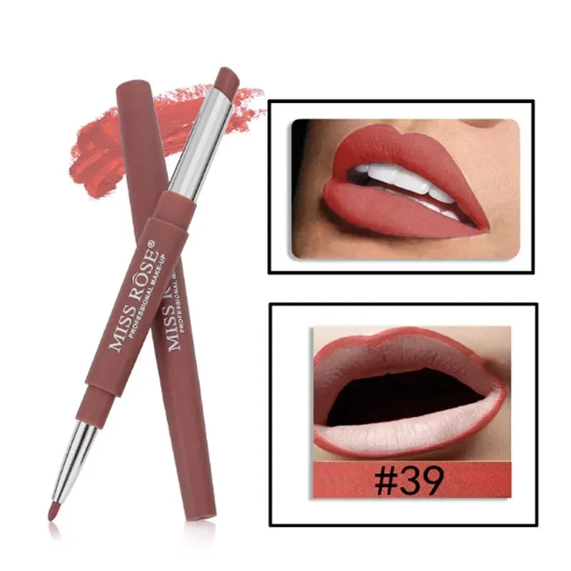 8 Color Double-End Lip Makeup Lipstick Pencil Waterproof Long Lasting Tint Sexy Red Lip Stick Beauty Matte Liner Pen Lipstick