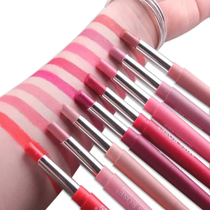 8 Color Double-End Lip Makeup Lipstick Pencil Waterproof Long Lasting Tint Sexy Red Lip Stick Beauty Matte Liner Pen Lipstick