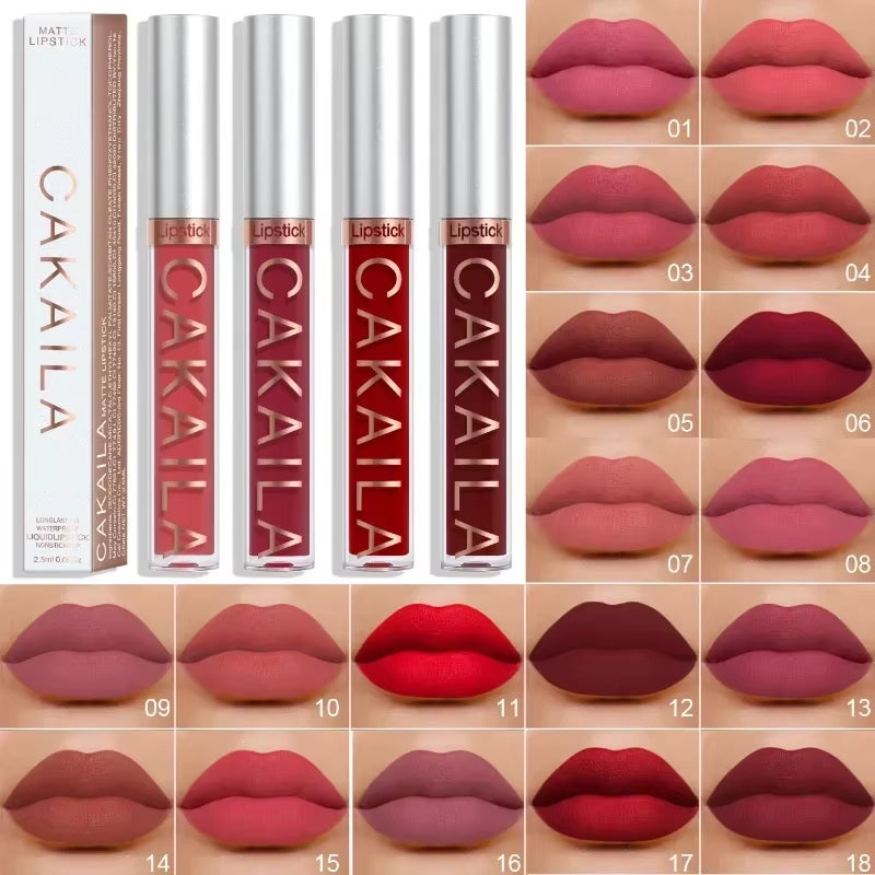 18 Color Lipstick Matte Waterproof Long-Lasting Lipgloss Velvet Matte Lipstick Lip Gloss Liquid Lip Silky Texture Lips Cosmetics