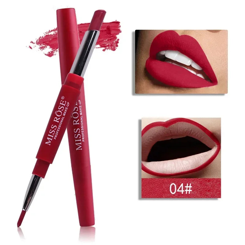 8 Color Double-End Lip Makeup Lipstick Pencil Waterproof Long Lasting Tint Sexy Red Lip Stick Beauty Matte Liner Pen Lipstick