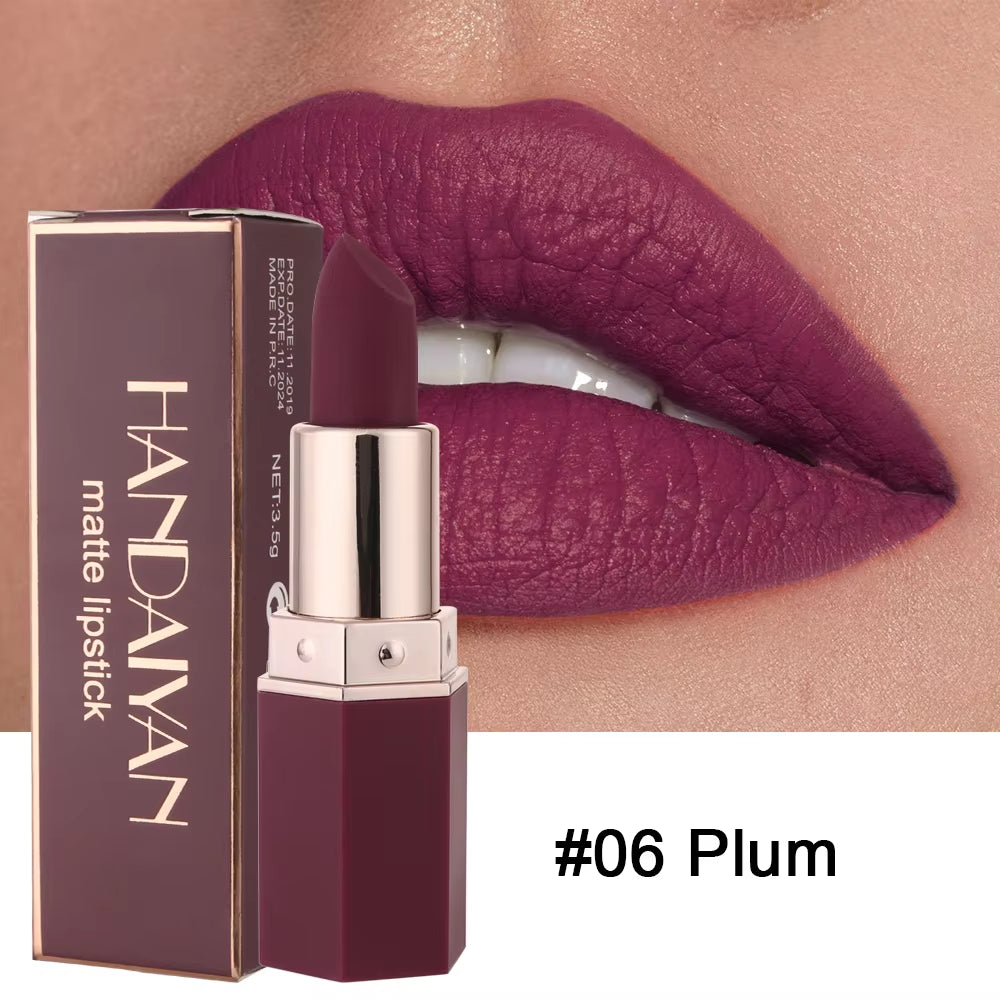 HANDAIYAN Velvet Matte Lipstick Lips Makeup Nude Lip Stick Make up Cosmetics Foggy Smooth Matt Tint Lip Balm Cream Pigment