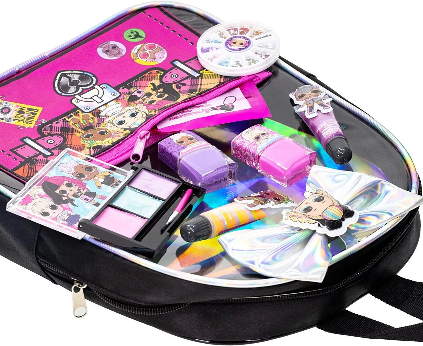 L.O.L Surprise!  Backpack Beauty Cosmetic Make-Up Set, Pretend Play Toy and Gift for Girls Ages 5+, 11 CT