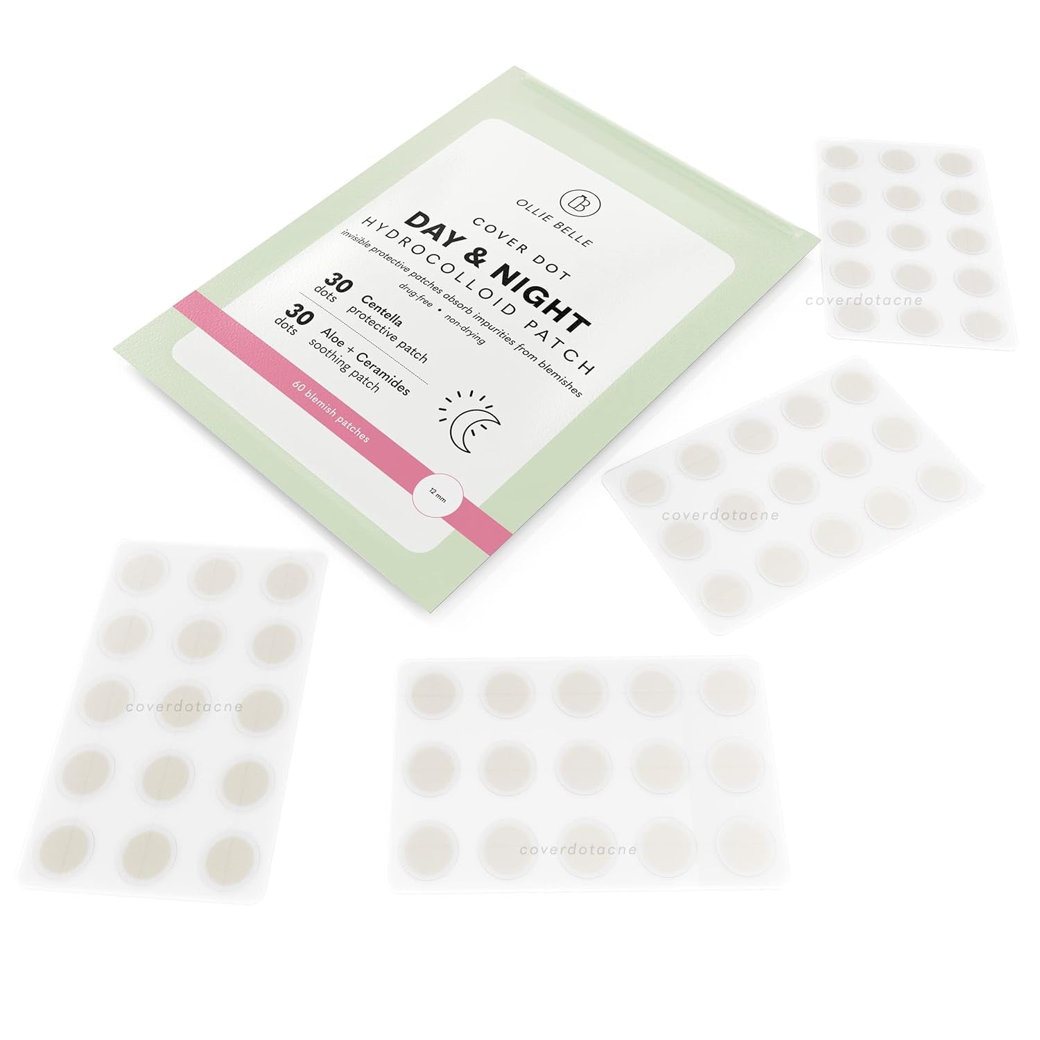 Cover Dot Ollie Belle Hydrocolloid Acne Patches with Salicylic Acid, Aloe & Centella Invisible Pimple Stickers Blemish Treatment