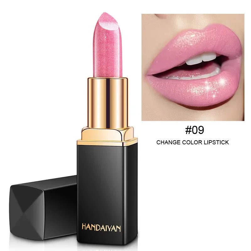 Handaiyan Waterproof Nude Glitter Lipstick Makeup Long Lasting Velve Red Sexy Shimmer Lip Stick Shiny Lipstick Makeup Cosmetics