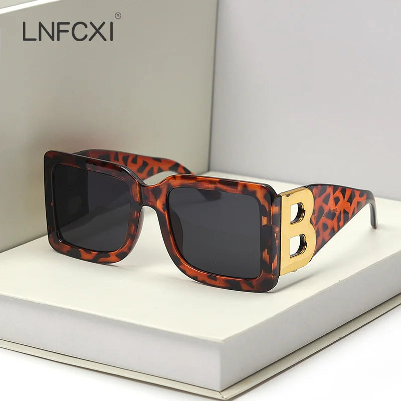 New Fashion Oversized the Letter B Square Luxury Trend Sunglasses Women Men Retro Rectangle Sunglasses Gafas De Sol