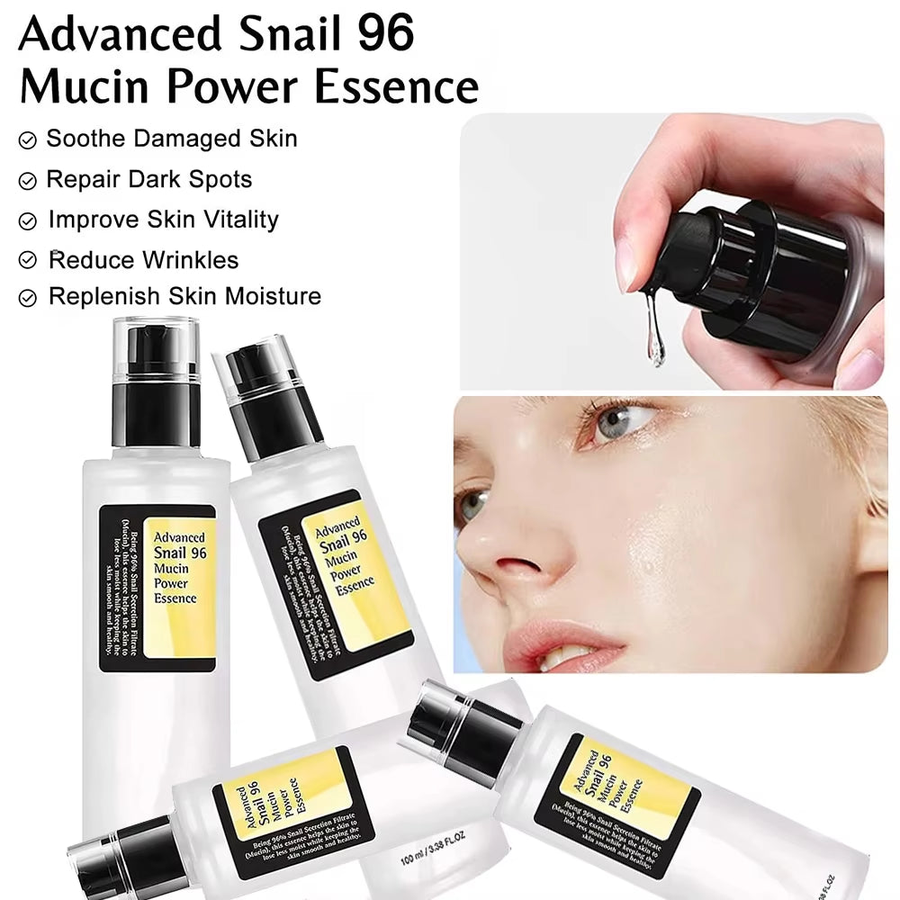 Snail Mucin 96% Korean Skin Care Facial Essence Fading Fine Lines Repair Essence Firming Facial Snail Brightening Anti-Aging