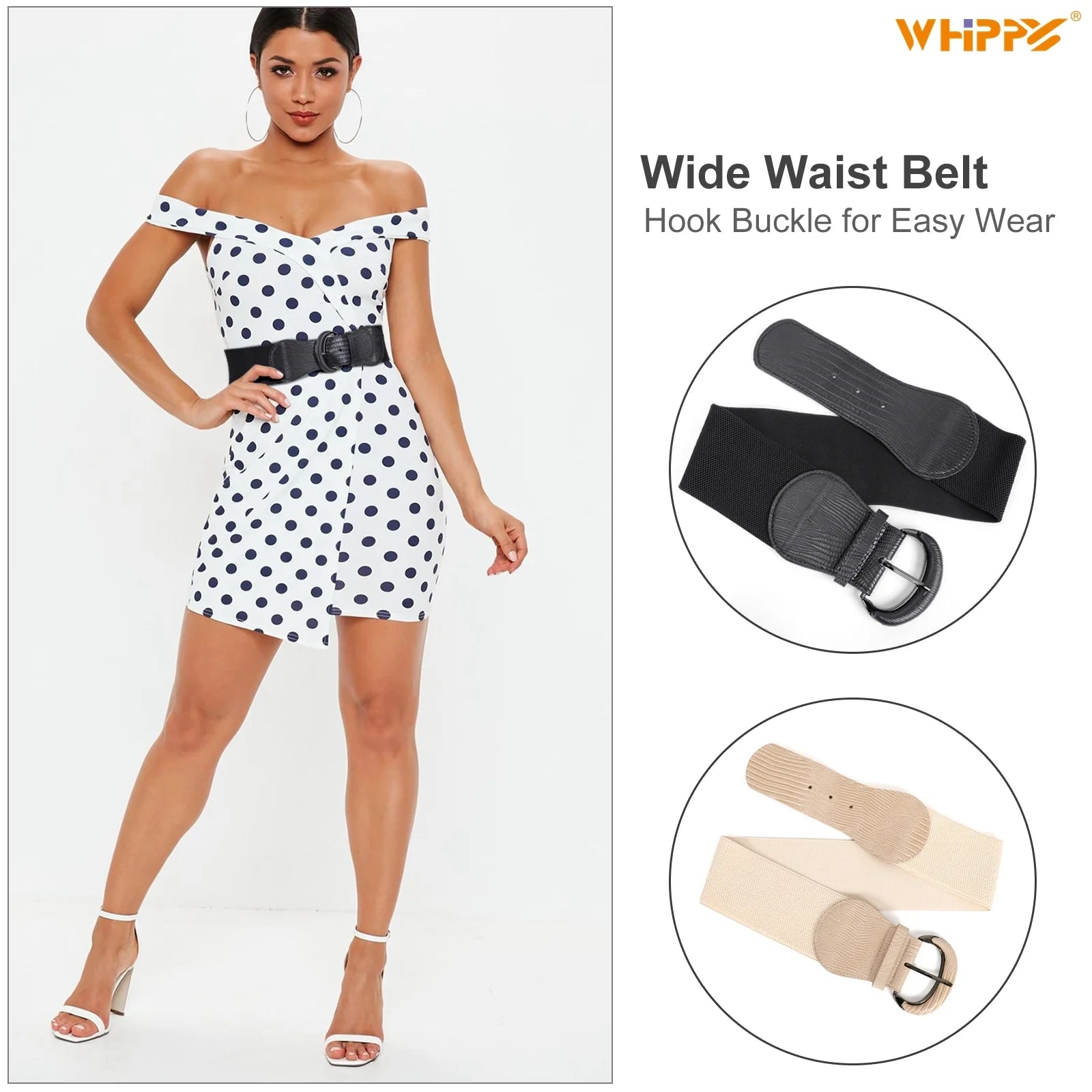 Women Elastic Wide Belt, Stretch Waist Belt for Dress