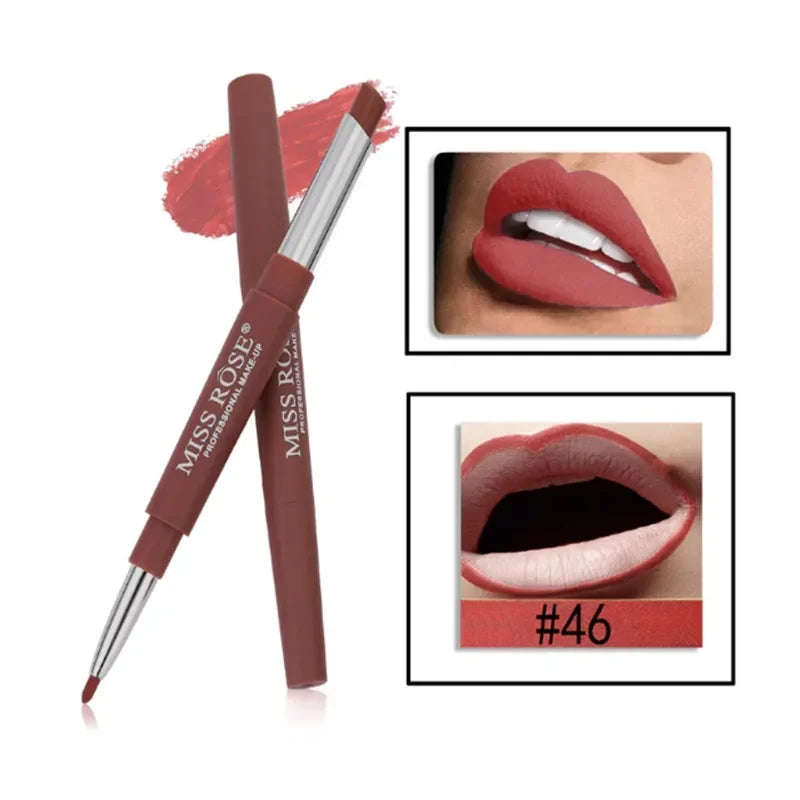 8 Color Double-End Lip Makeup Lipstick Pencil Waterproof Long Lasting Tint Sexy Red Lip Stick Beauty Matte Liner Pen Lipstick