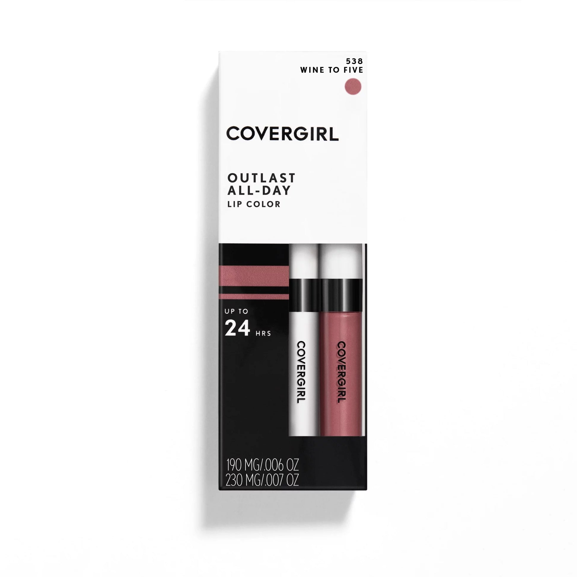 Outlast All-Day Lip Color Liquid Lipstick and Moisturizing Topcoat, Longwear, WINE to FIVE