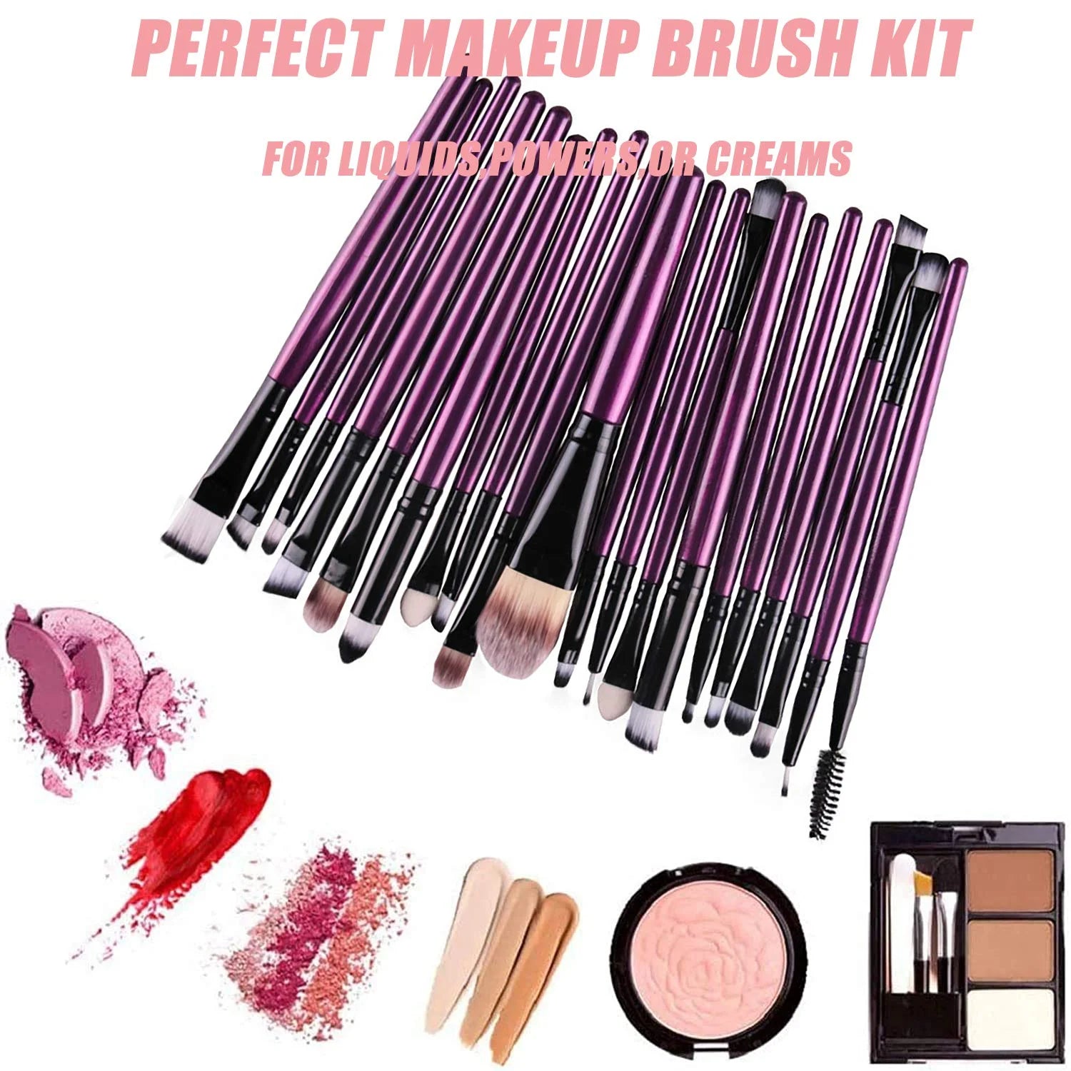 Makeup Brushes, 20 PCS Makeup Brush Set Tools Make-Up Toiletry Kit Wool Makeup Brush Set