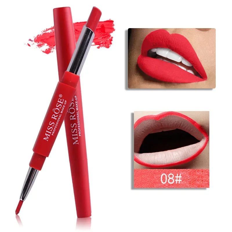 8 Color Double-End Lip Makeup Lipstick Pencil Waterproof Long Lasting Tint Sexy Red Lip Stick Beauty Matte Liner Pen Lipstick