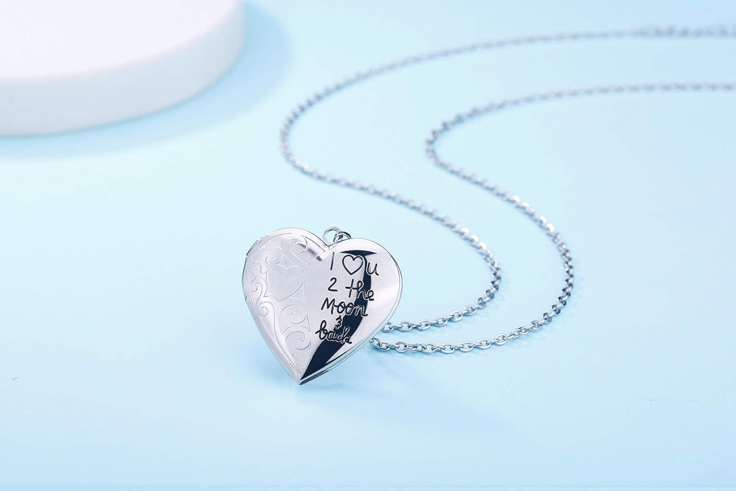 Locket Necklace That Holds Pictures "I Love You to the Moon and Back" Photo Memory Lockets Necklaces