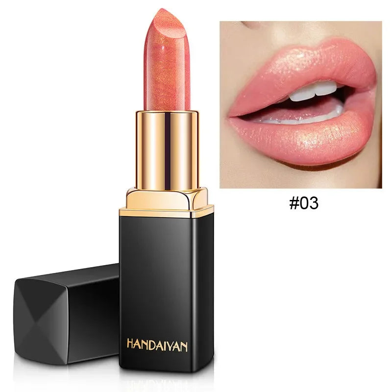 Handaiyan Waterproof Nude Glitter Lipstick Makeup Long Lasting Velve Red Sexy Shimmer Lip Stick Shiny Lipstick Makeup Cosmetics