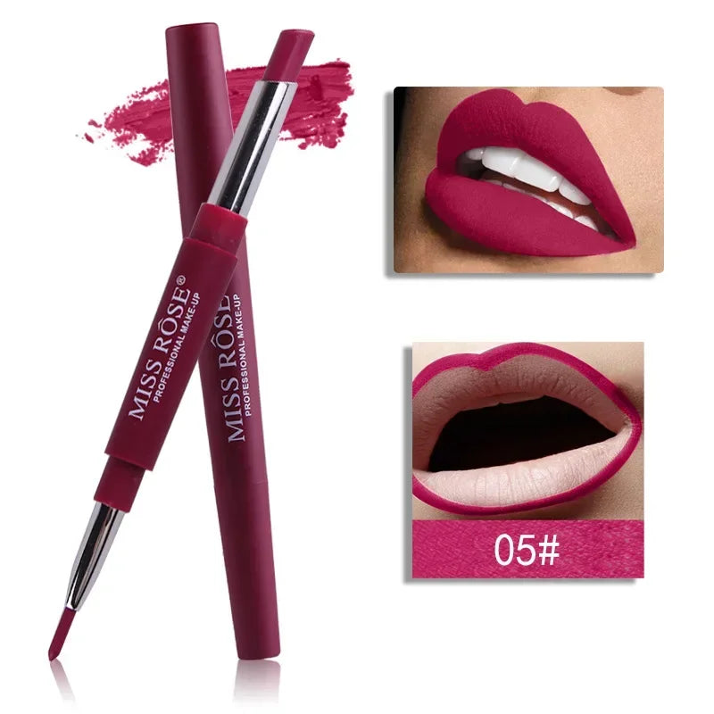 8 Color Double-End Lip Makeup Lipstick Pencil Waterproof Long Lasting Tint Sexy Red Lip Stick Beauty Matte Liner Pen Lipstick