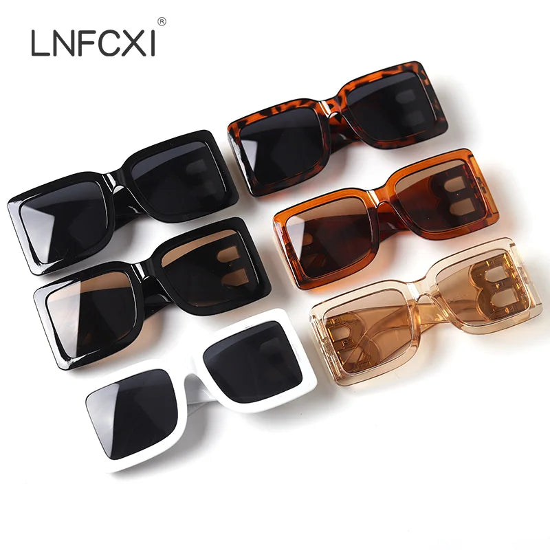 New Fashion Oversized the Letter B Square Luxury Trend Sunglasses Women Men Retro Rectangle Sunglasses Gafas De Sol