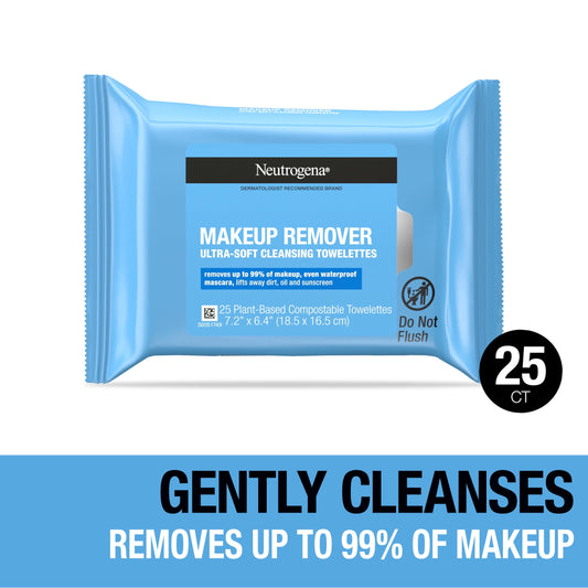 Makeup Remover Wipes and Face Cleansing Towelettes, 25 Ct