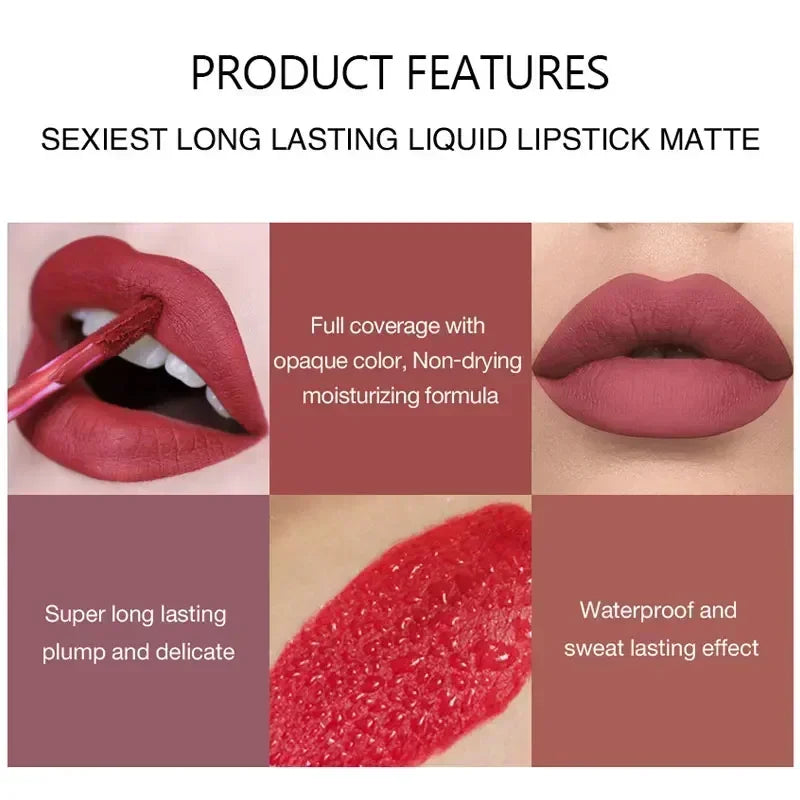 6 Pack Liquid Lipstick Set Make-up Waterproof Long lasting Cosmetics Matte Lipstick Lip Gloss Kit