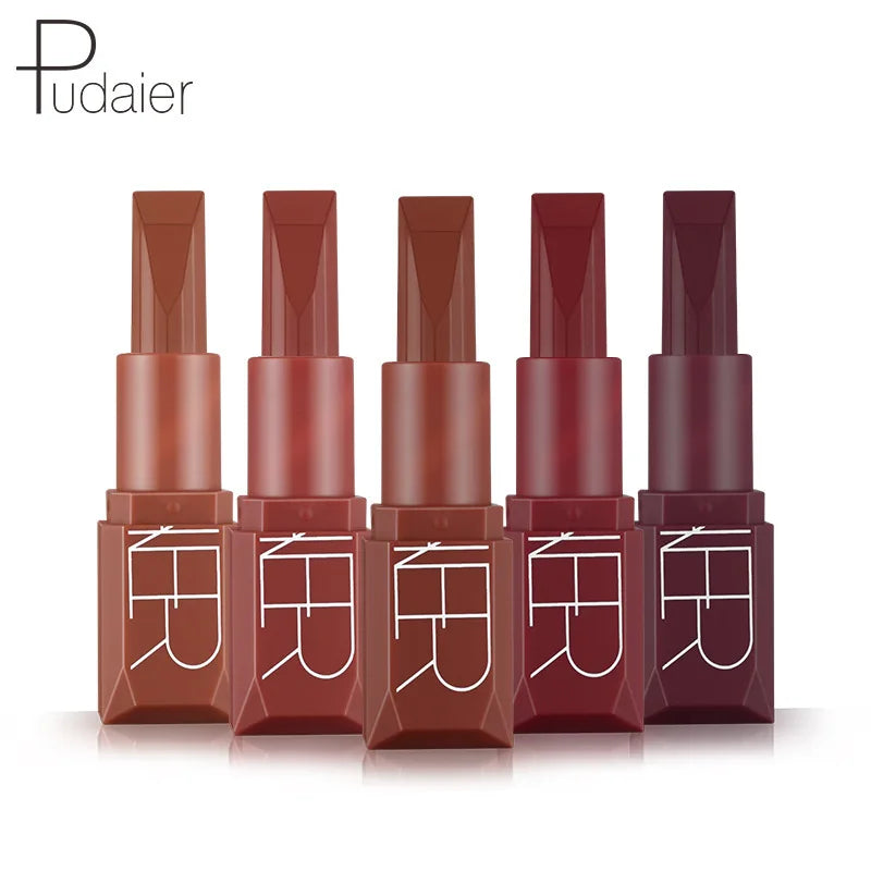 Pudaier 5Pcs/Box Velvet Matte Lipstick Kit Lips Makeup Nude Lip Stick Make Up Cosmetics Foggy Matt Tint Lip Balm Cream Pigment