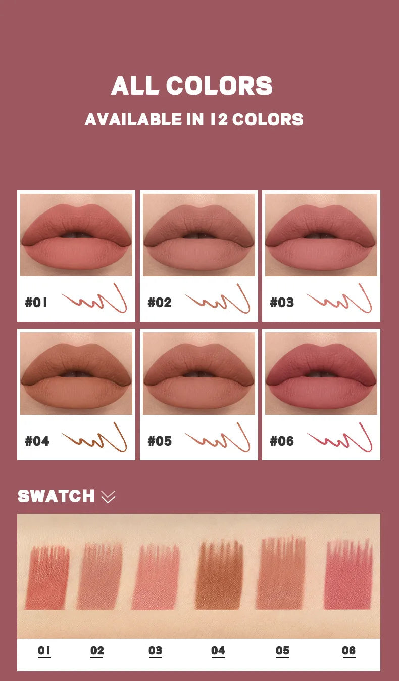 High Quality Velvet Matte Lipstick Pen Waterproof Non-sticky Lip Liner Make up Hooked Natural Outline Lipliner Lip Contour Pencil