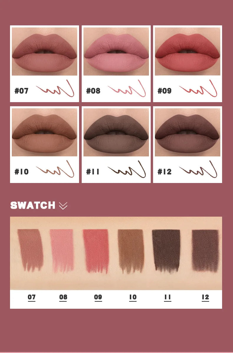 High Quality Velvet Matte Lipstick Pen Waterproof Non-sticky Lip Liner Make up Hooked Natural Outline Lipliner Lip Contour Pencil