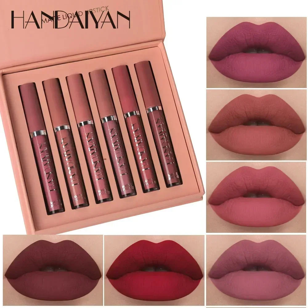 6 Pack Liquid Lipstick Set Make-up Waterproof Long lasting Cosmetics Matte Lipstick Lip Gloss Kit