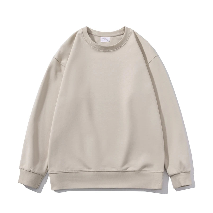 WAVLATII 2023 New Women Simple Style Khaki Sweatshirt Female Fashion Streetwear Soild O-neck Hoodie Casual White Tops for Autumn