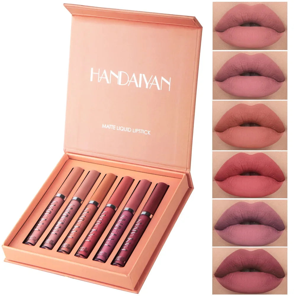 6 Pack Liquid Lipstick Set Make-up Waterproof Long lasting Cosmetics Matte Lipstick Lip Gloss Kit