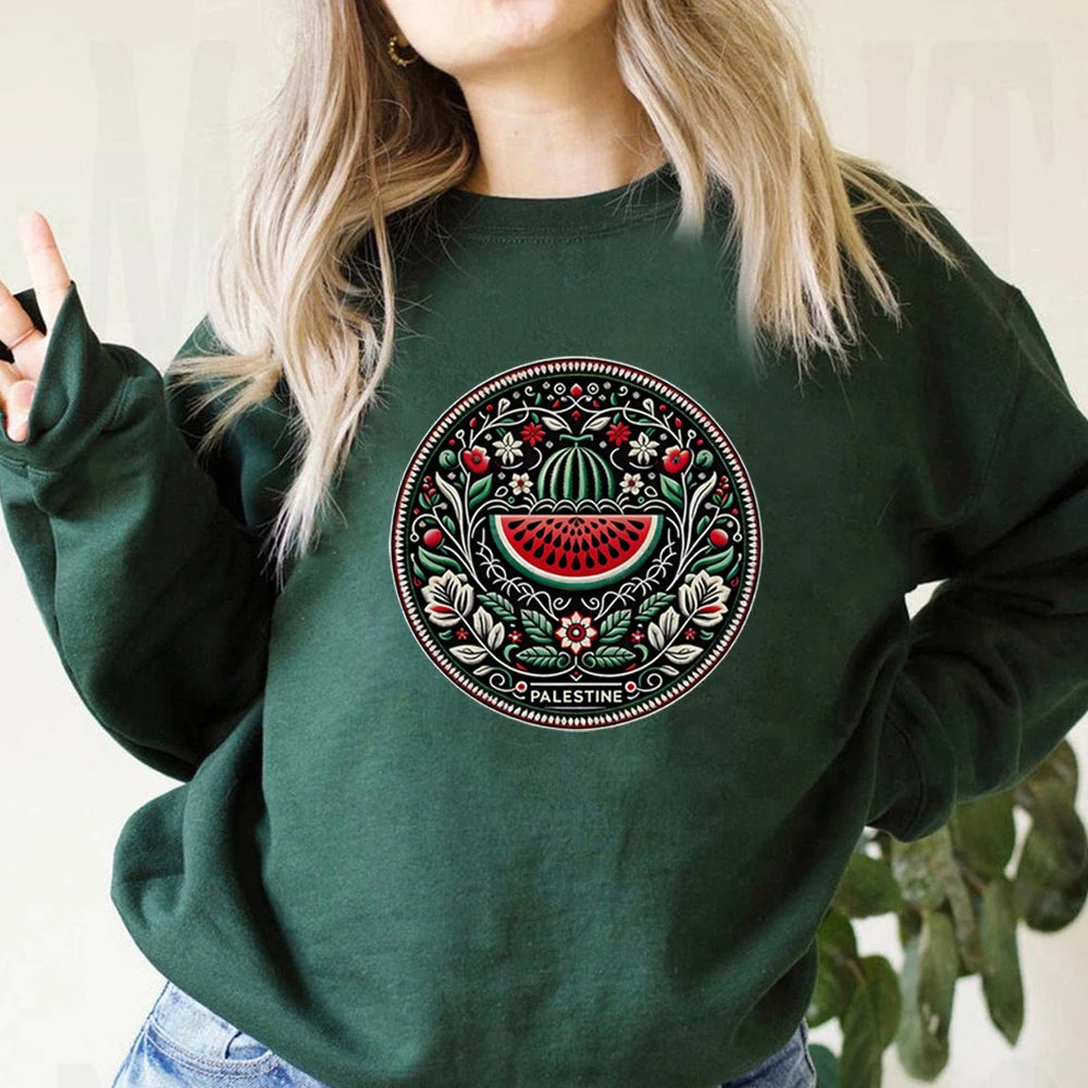 Watermelon Graphic Sweatshirt Aesthetic Fruit Shirt Human Rights Sweater Protest Tee Unisex Long Sleeves Sweatshirts