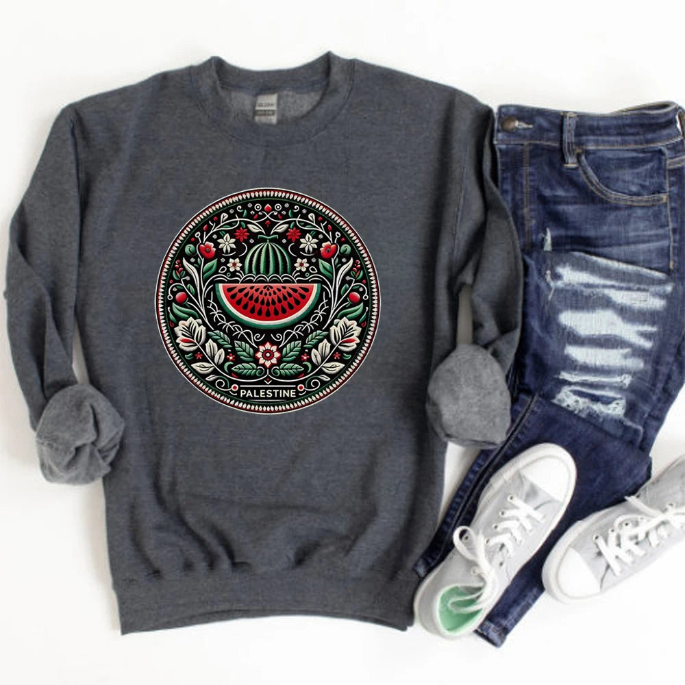 Watermelon Graphic Sweatshirt Aesthetic Fruit Shirt Human Rights Sweater Protest Tee Unisex Long Sleeves Sweatshirts