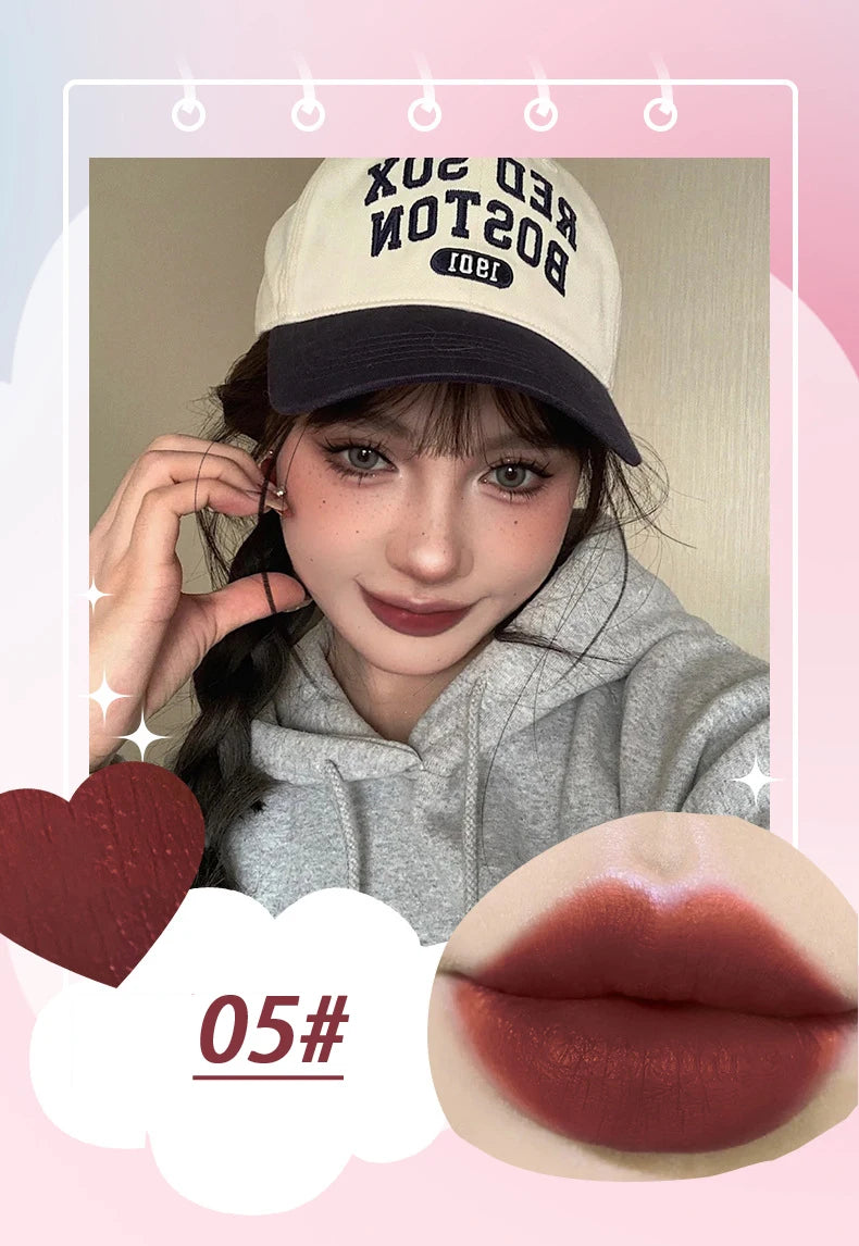 Velvet Matte Lipstick Moisturizing Waterproof Lasting Nude Peach Lip Tint Non-stick Cup Lip Gloss Red Lipstick Cosmetics Make Up