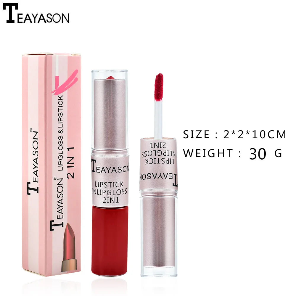 1PC Punk Lipstick Sexy Lip Gloss 2 In 1 Lip Tint Waterproof Long -Lasting Moisture Red Lip Matte Lipstick Make-Up For Women