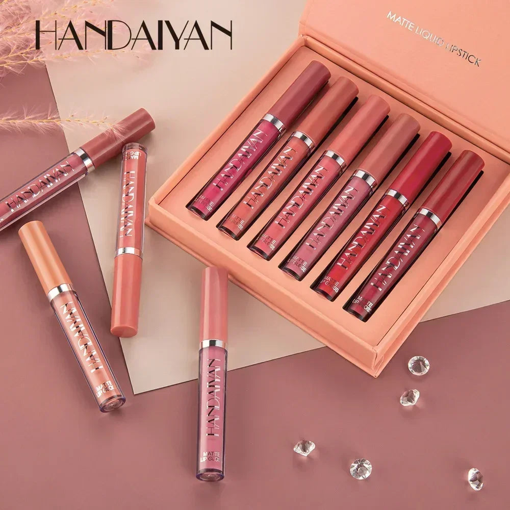 6 Pack Liquid Lipstick Set Make-up Waterproof Long lasting Cosmetics Matte Lipstick Lip Gloss Kit