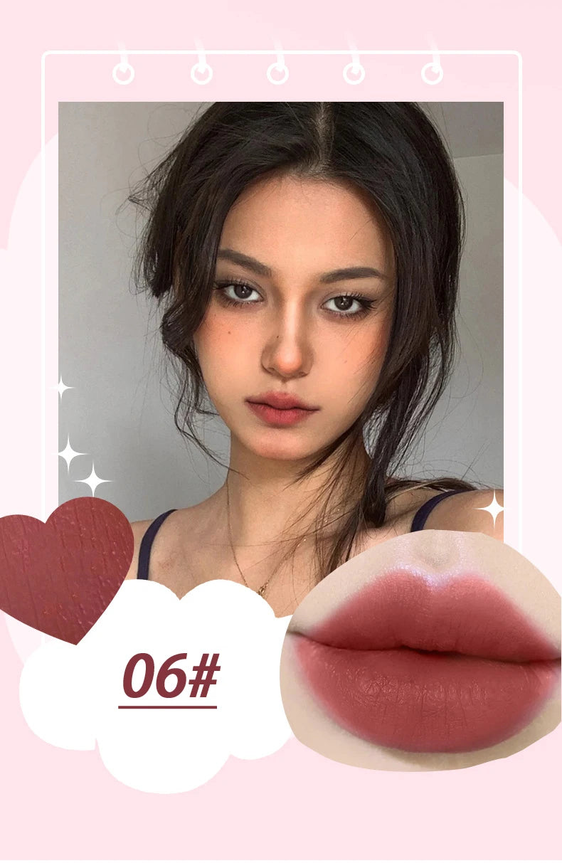 Velvet Matte Lipstick Moisturizing Waterproof Lasting Nude Peach Lip Tint Non-stick Cup Lip Gloss Red Lipstick Cosmetics Make Up