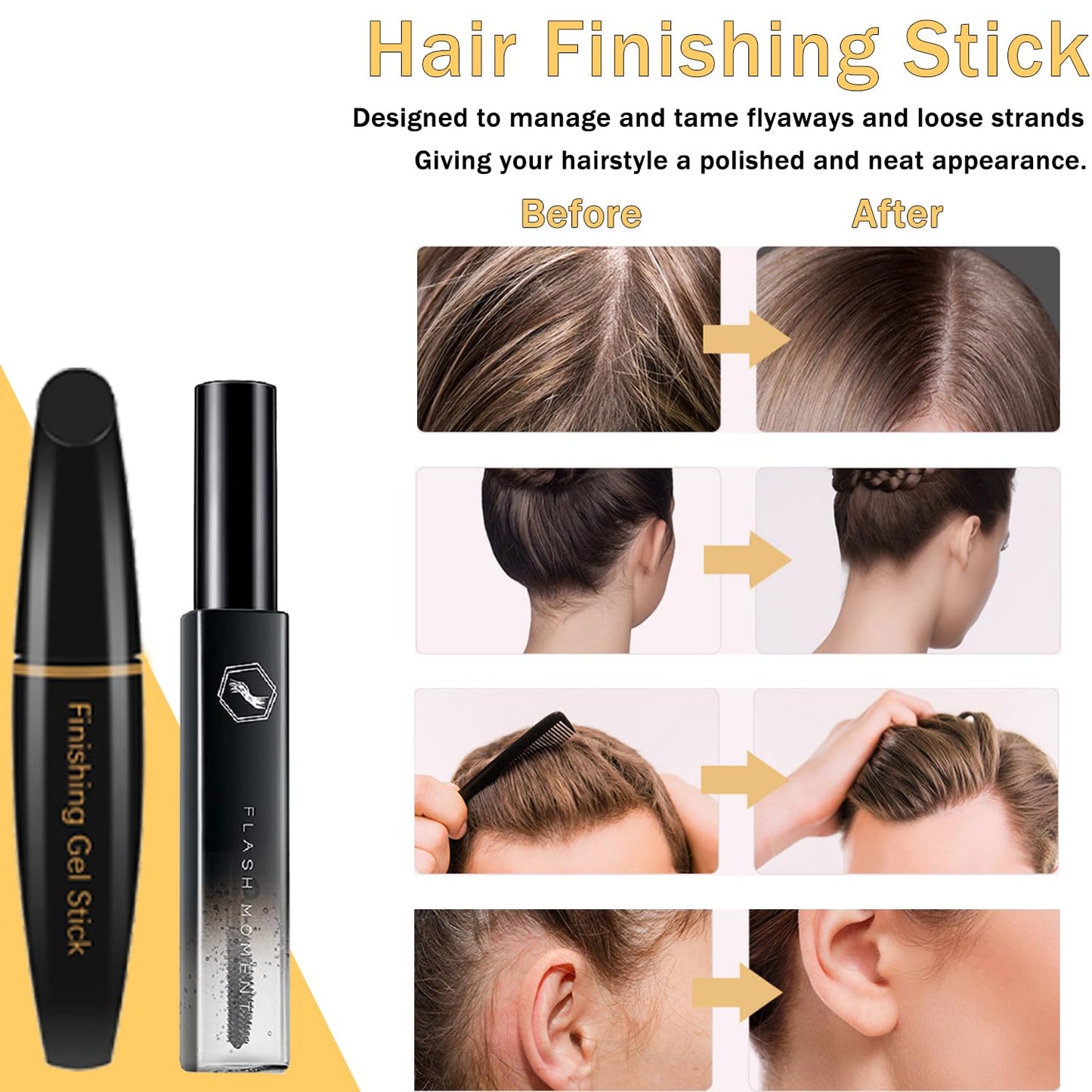 Hair Wax Stick, Finishing Stick & Gel Stick Set - Strong Hold for Fly Away, Styling Products for Women