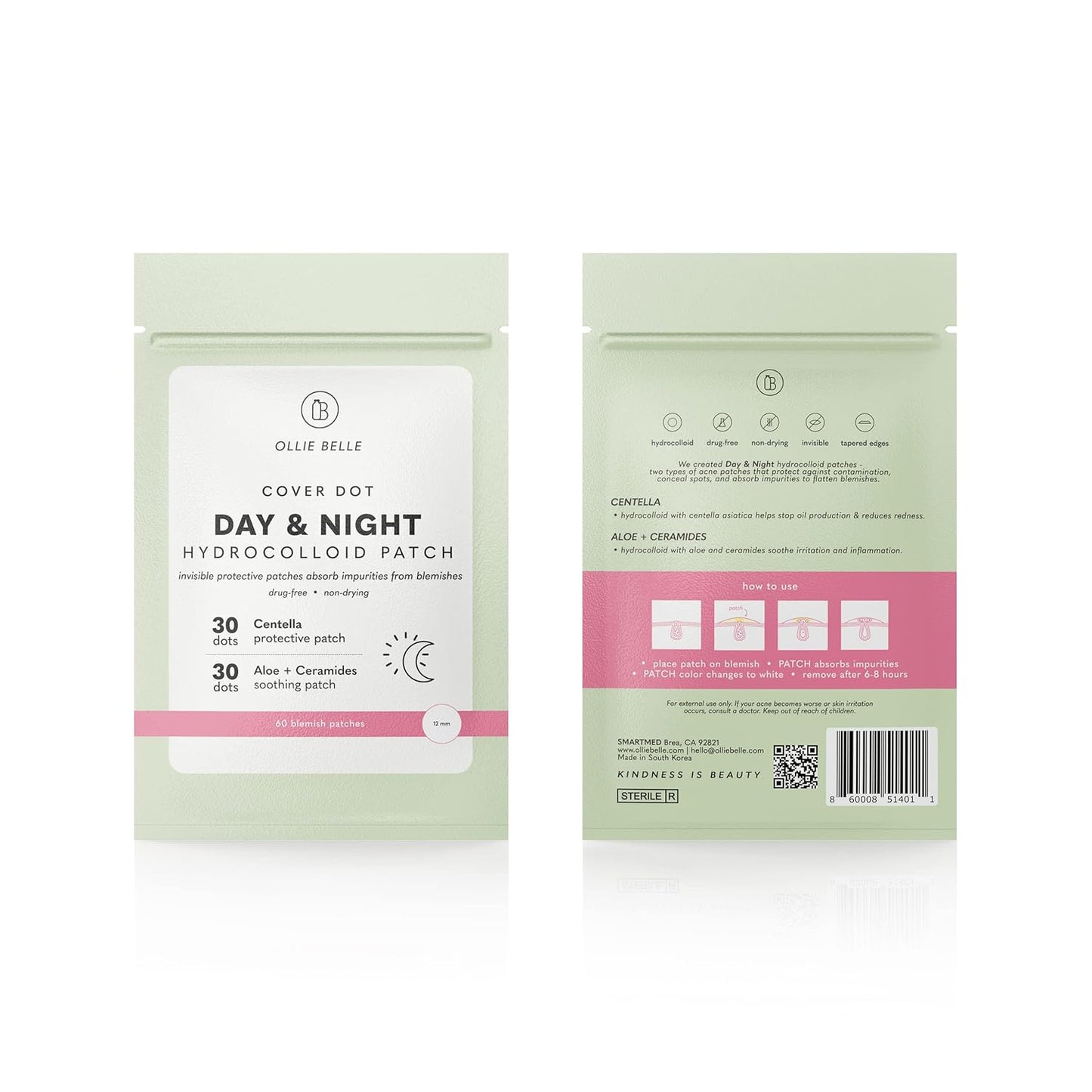 Cover Dot Ollie Belle Hydrocolloid Acne Patches with Salicylic Acid, Aloe & Centella Invisible Pimple Stickers Blemish Treatment