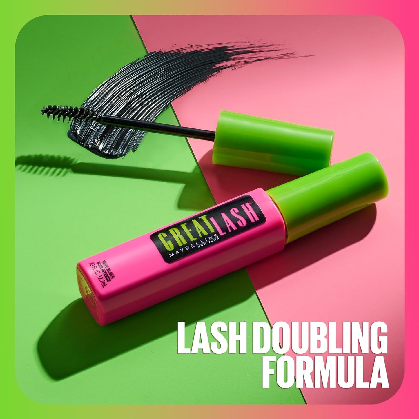 Great Lash Lots of Lashes Washable Mascara, Volumizing, Thickening and Curling Mascara, Very Black, 1 Count