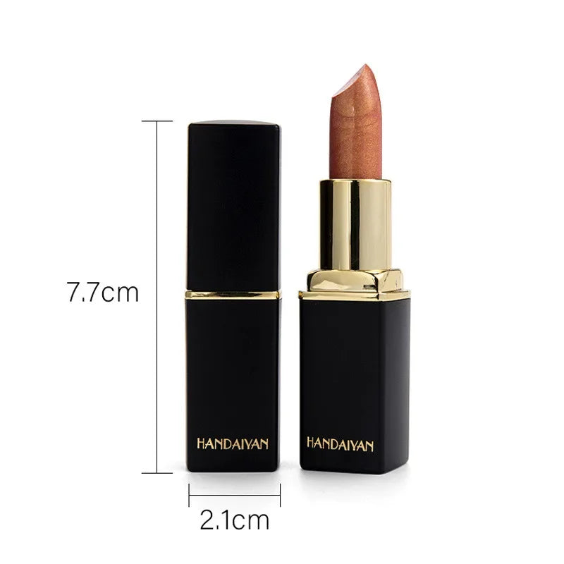 Handaiyan Waterproof Nude Glitter Lipstick Makeup Long Lasting Velve Red Sexy Shimmer Lip Stick Shiny Lipstick Makeup Cosmetics